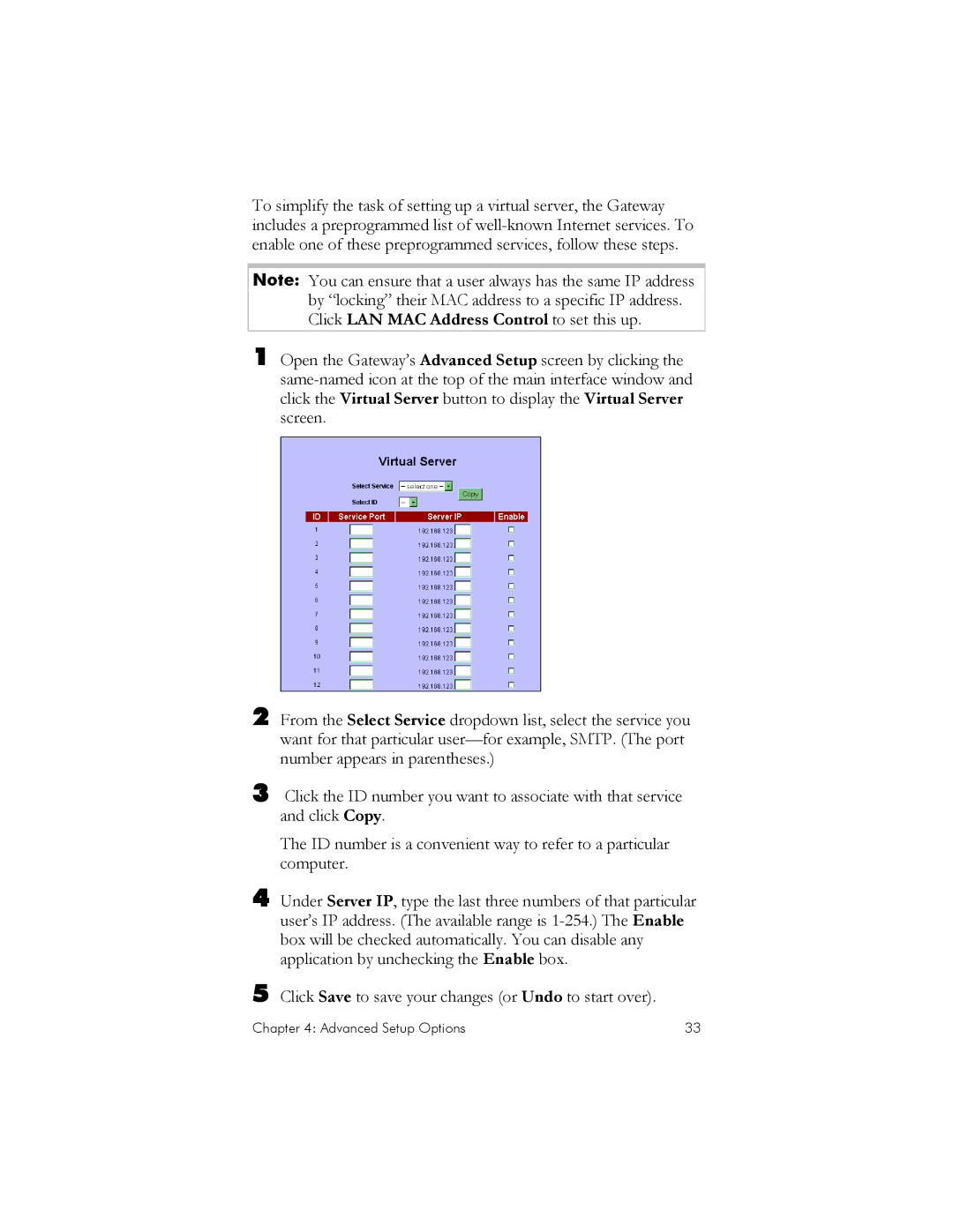 Zoom IG-4160 manual Advanced Setup Options 