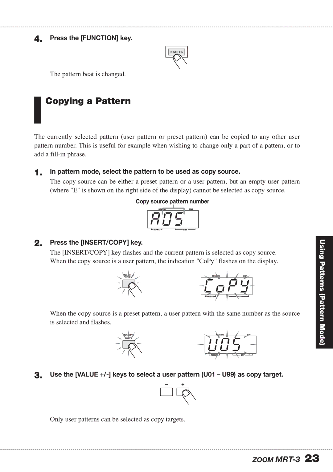 Zoom MRT-3 operation manual A05, @05, Copying a Pattern 