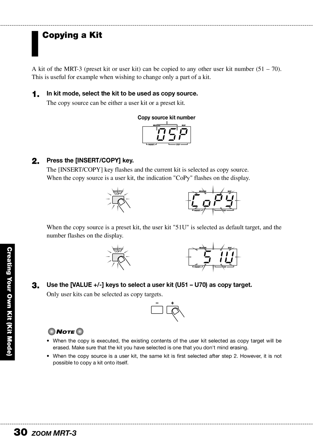 Zoom MRT-3 operation manual 05P, 51@, Copying a Kit, Kit mode, select the kit to be used as copy source 