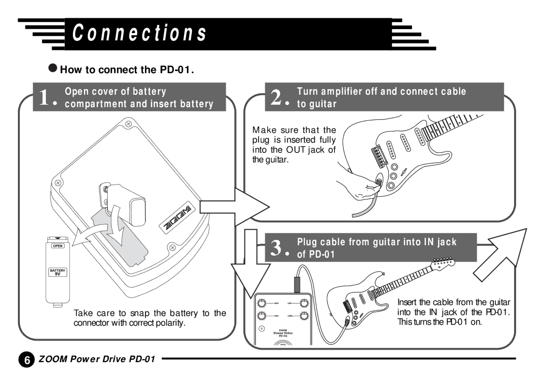 Zoom manual Connections, How to connect the PD-01 