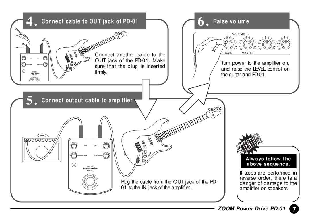 Zoom PD-01 manual Connect output cable to amplifier 