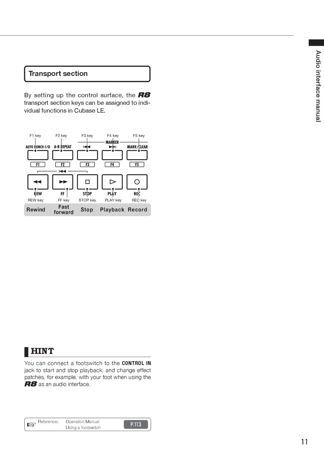 Zoom R8 manual Transport section 