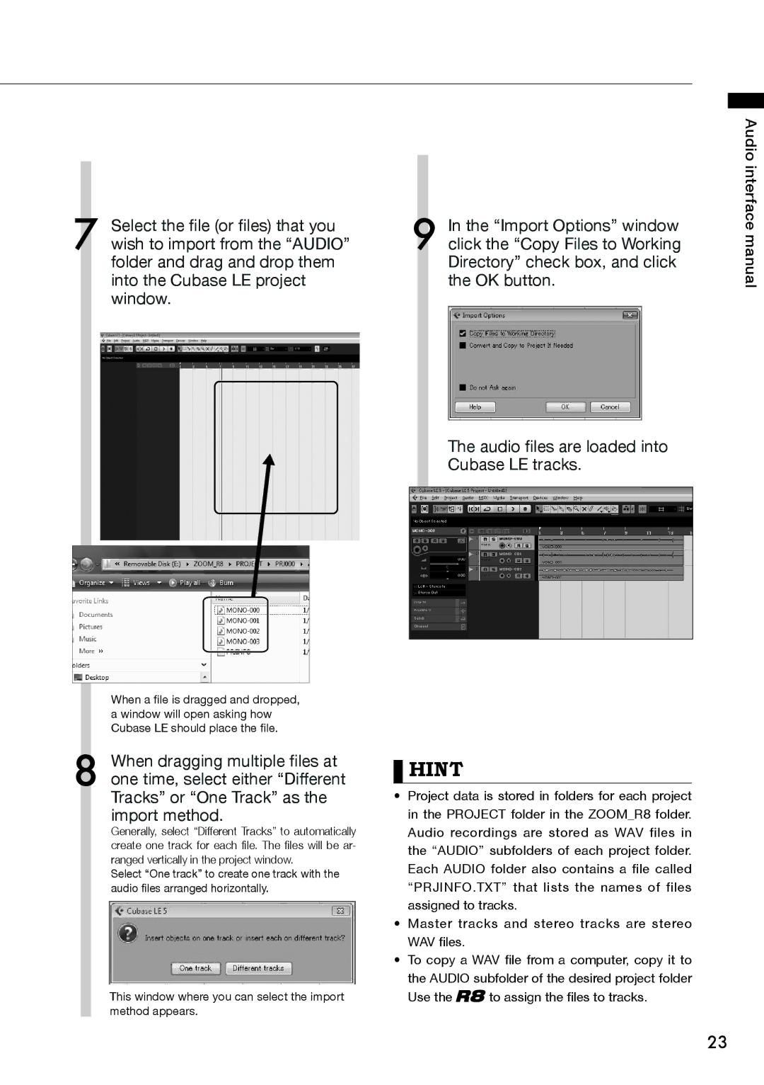 Zoom R8 manual To assign the files to tracks 