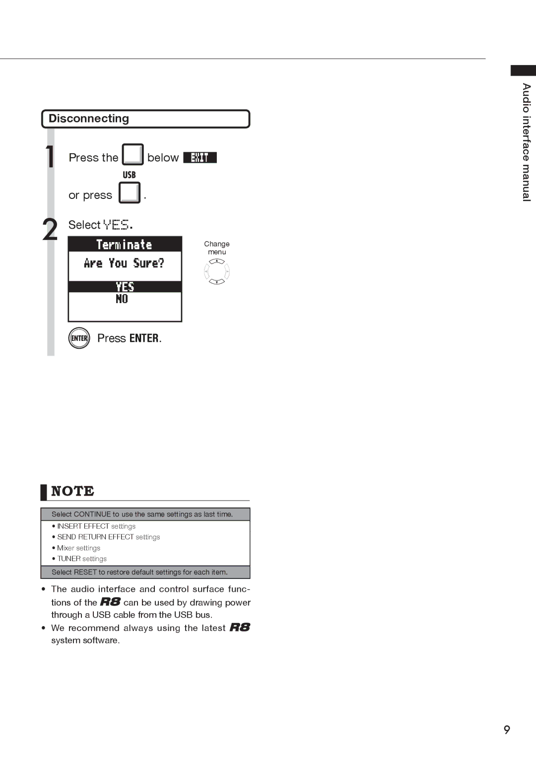 Zoom R8 manual Press Below, Select YES 