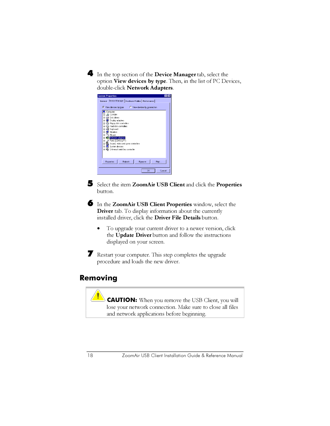 Zoom USB Client manual Removing 