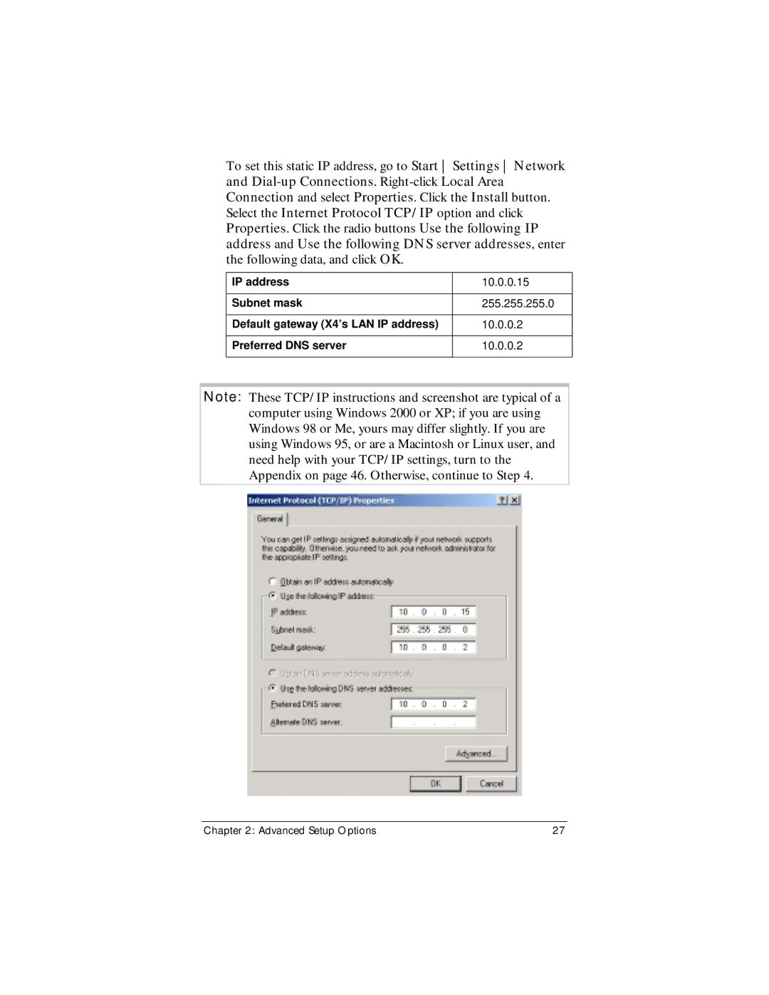 Zoom X4 manual Advanced Setup Options 