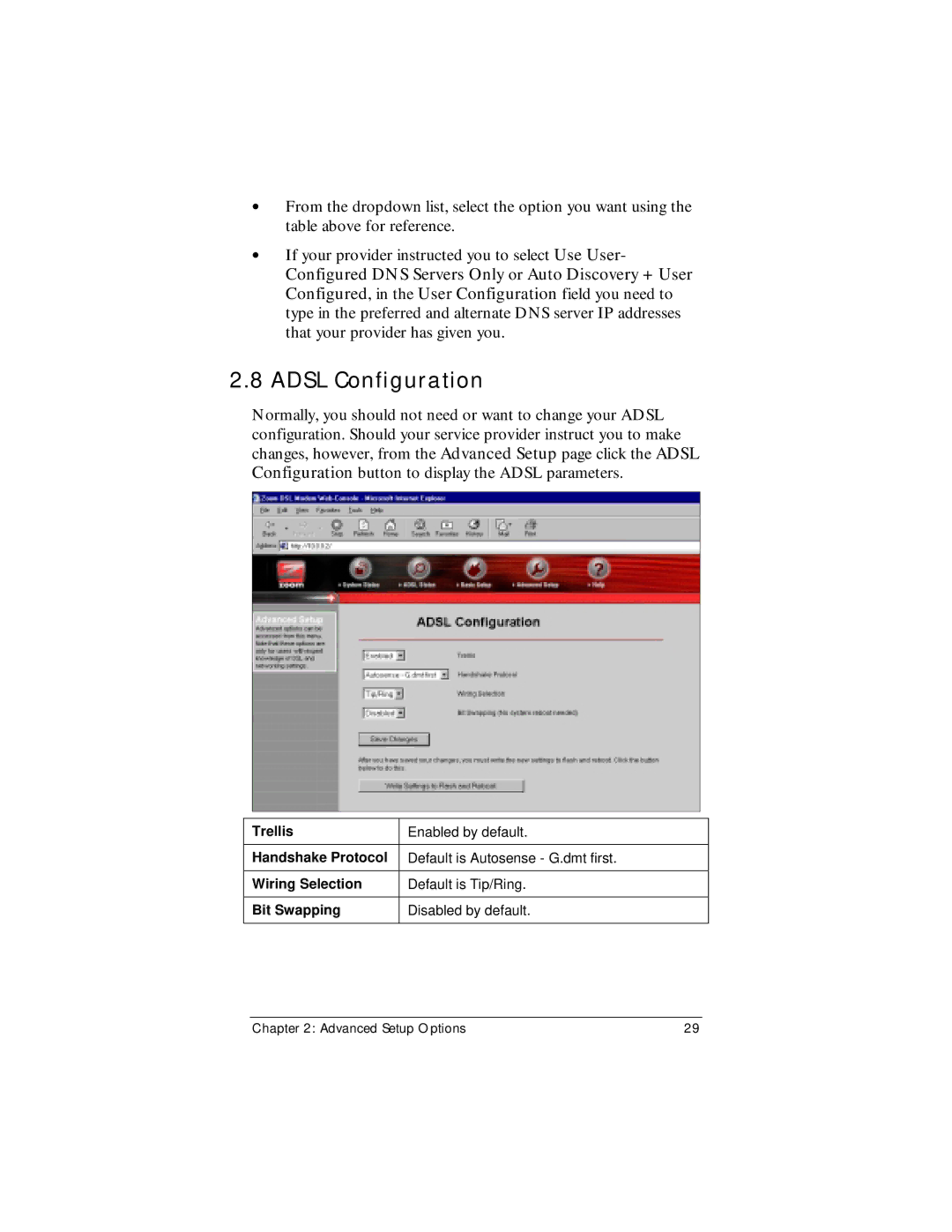 Zoom X4 manual Adsl Configuration 