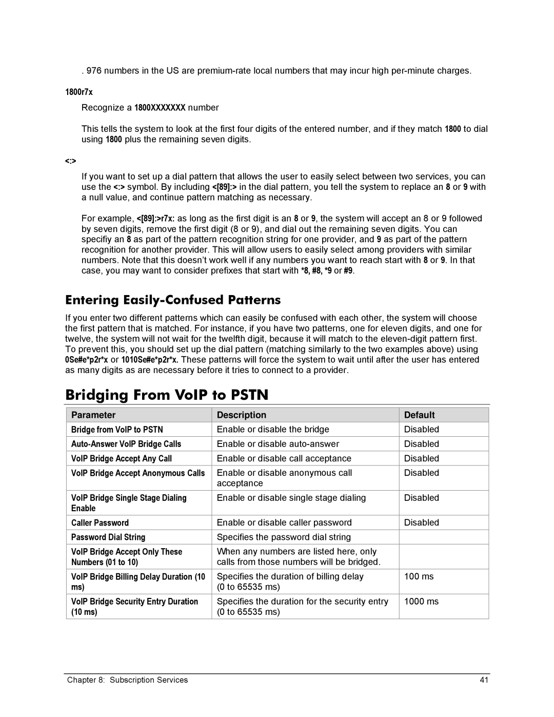 Zoom X6v VoIP manual Bridging From VoIP to Pstn, Entering Easily-Confused Patterns 