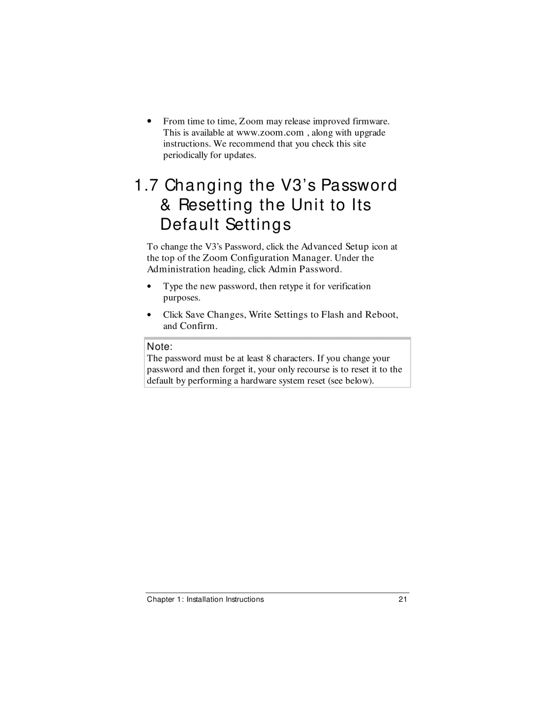 Zoom Zoom V3 manual Installation Instructions 