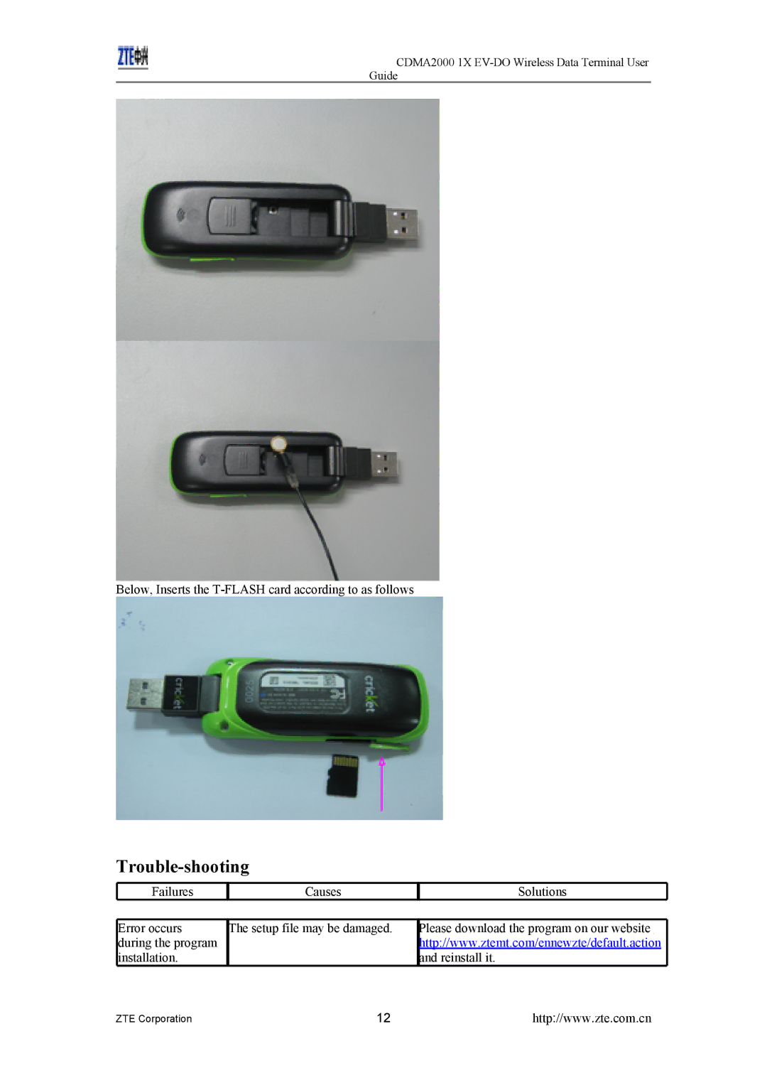 ZTE CDMA2000 1X EV-DO manual Trouble-shooting 