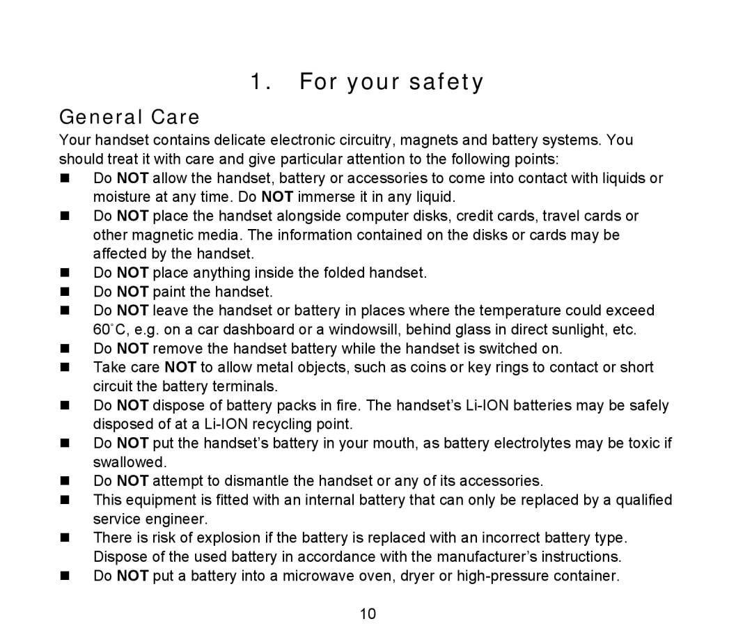 ZTE D90 user manual For your safety, General Care 