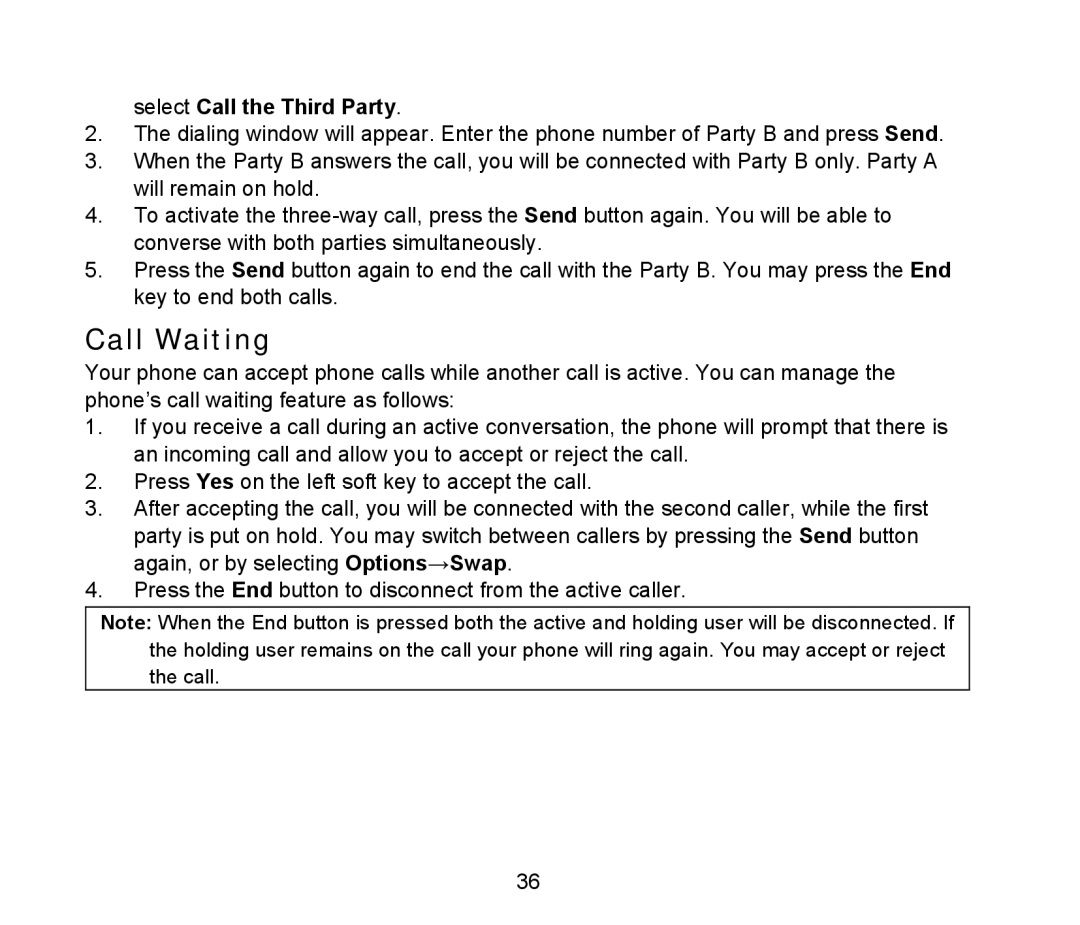 ZTE D90 user manual Call Waiting, Select Call the Third Party 