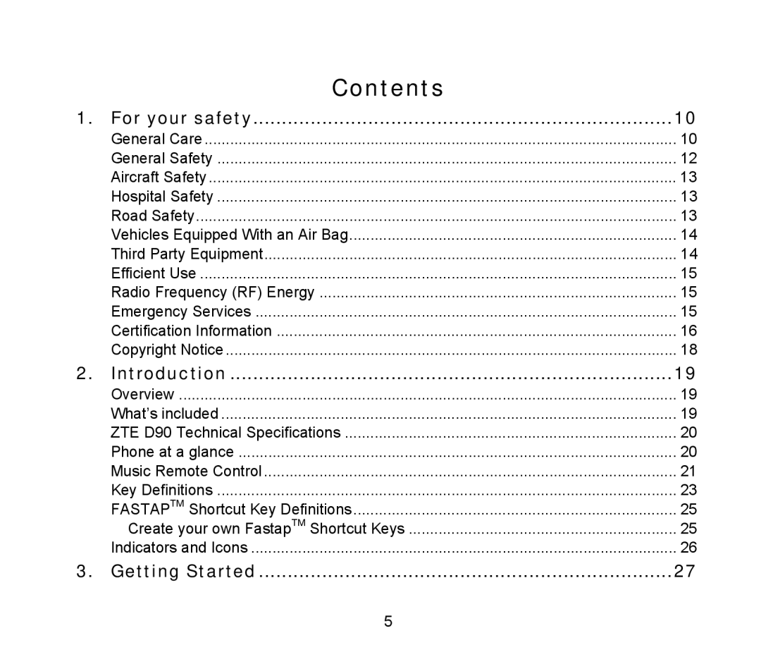 ZTE D90 user manual Contents 