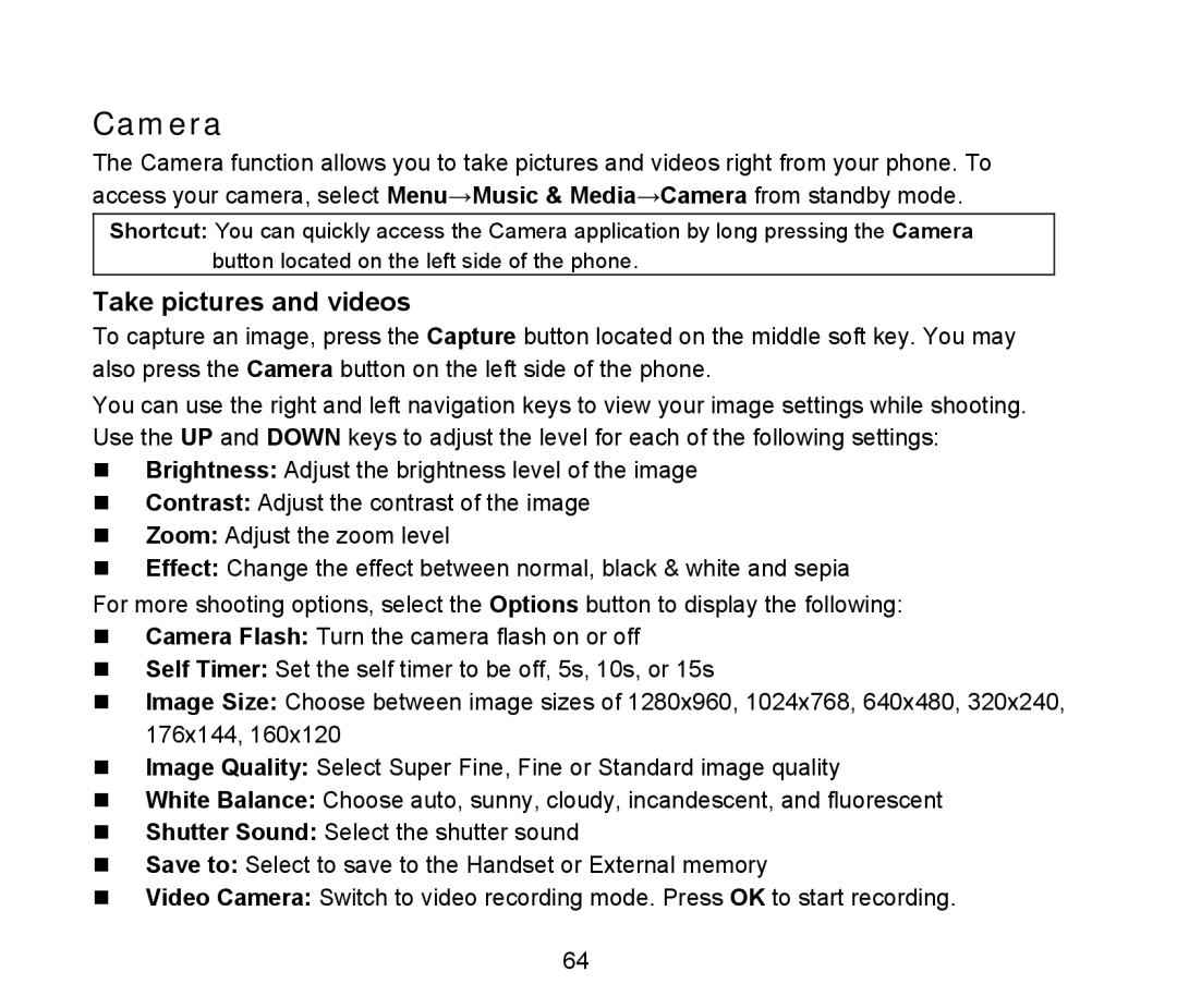 ZTE D90 user manual Camera, Take pictures and videos 