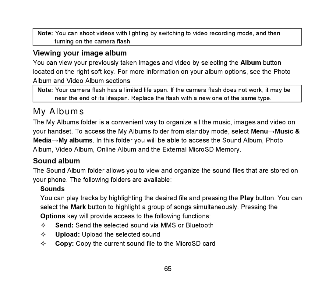 ZTE D90 user manual My Albums, Viewing your image album, Sound album, Sounds 