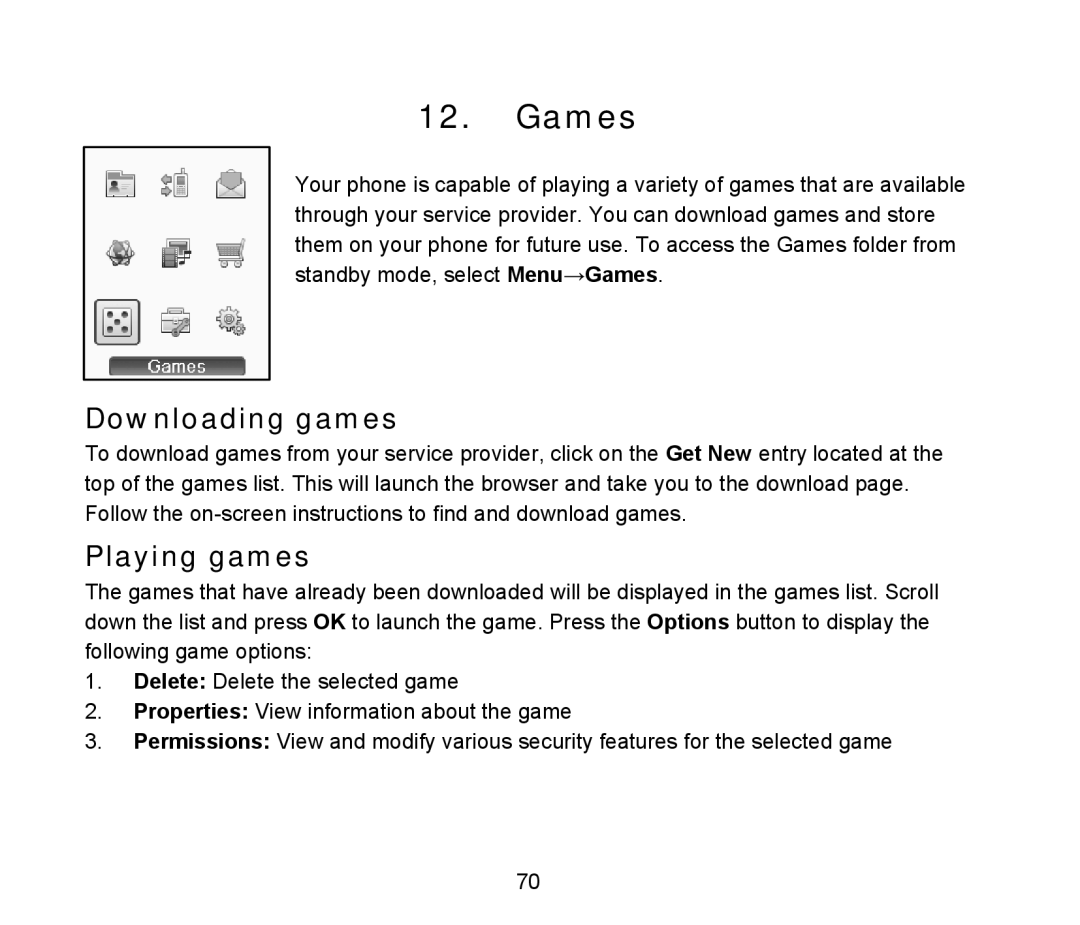 ZTE D90 user manual Games, Downloading games, Playing games 