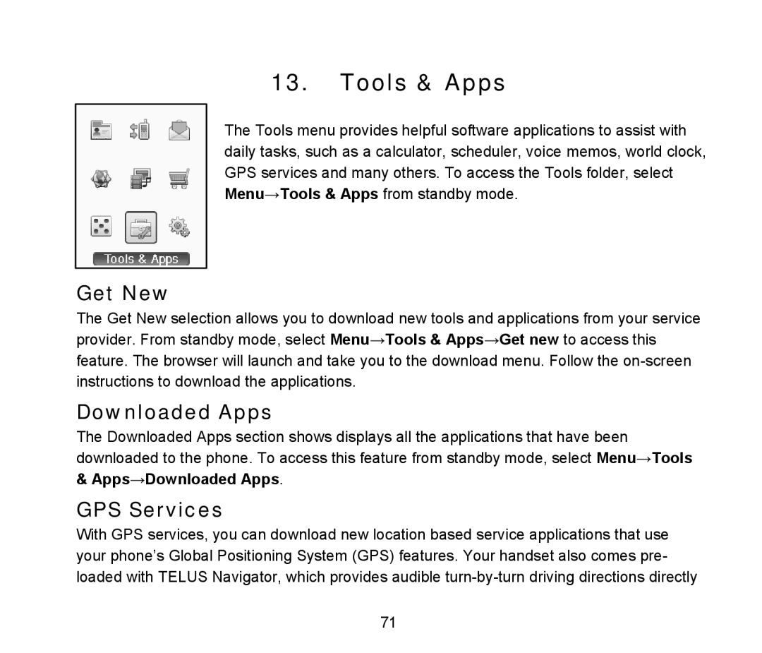 ZTE D90 user manual Tools & Apps, Get New, Downloaded Apps, GPS Services 