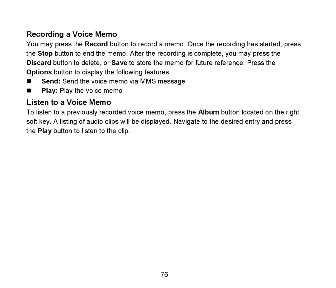 ZTE D90 user manual Recording a Voice Memo, Listen to a Voice Memo 