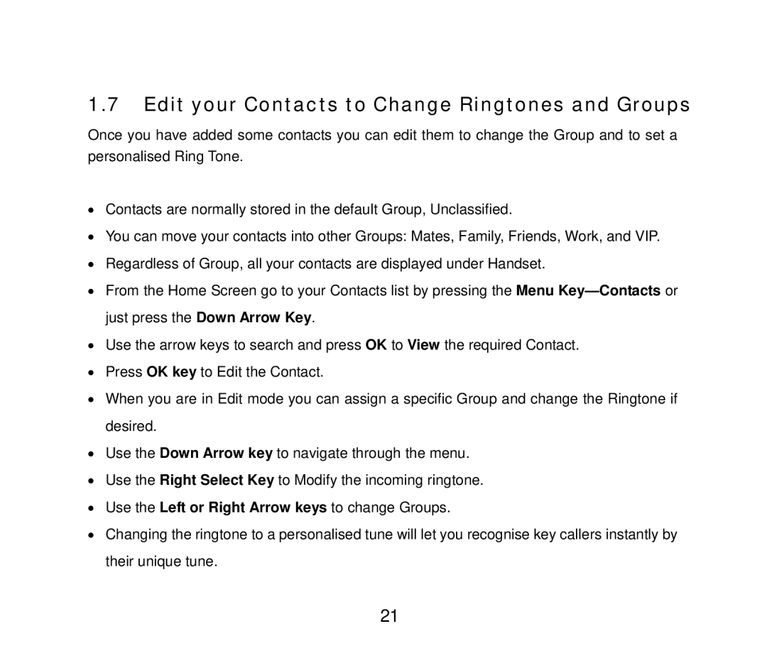 ZTE F858 user manual Edit your Contacts to Change Ringtones and Groups 