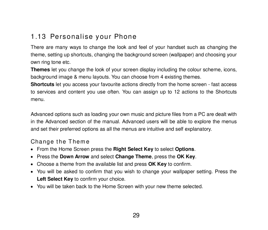 ZTE F858 user manual Personalise your Phone, Change the Theme 