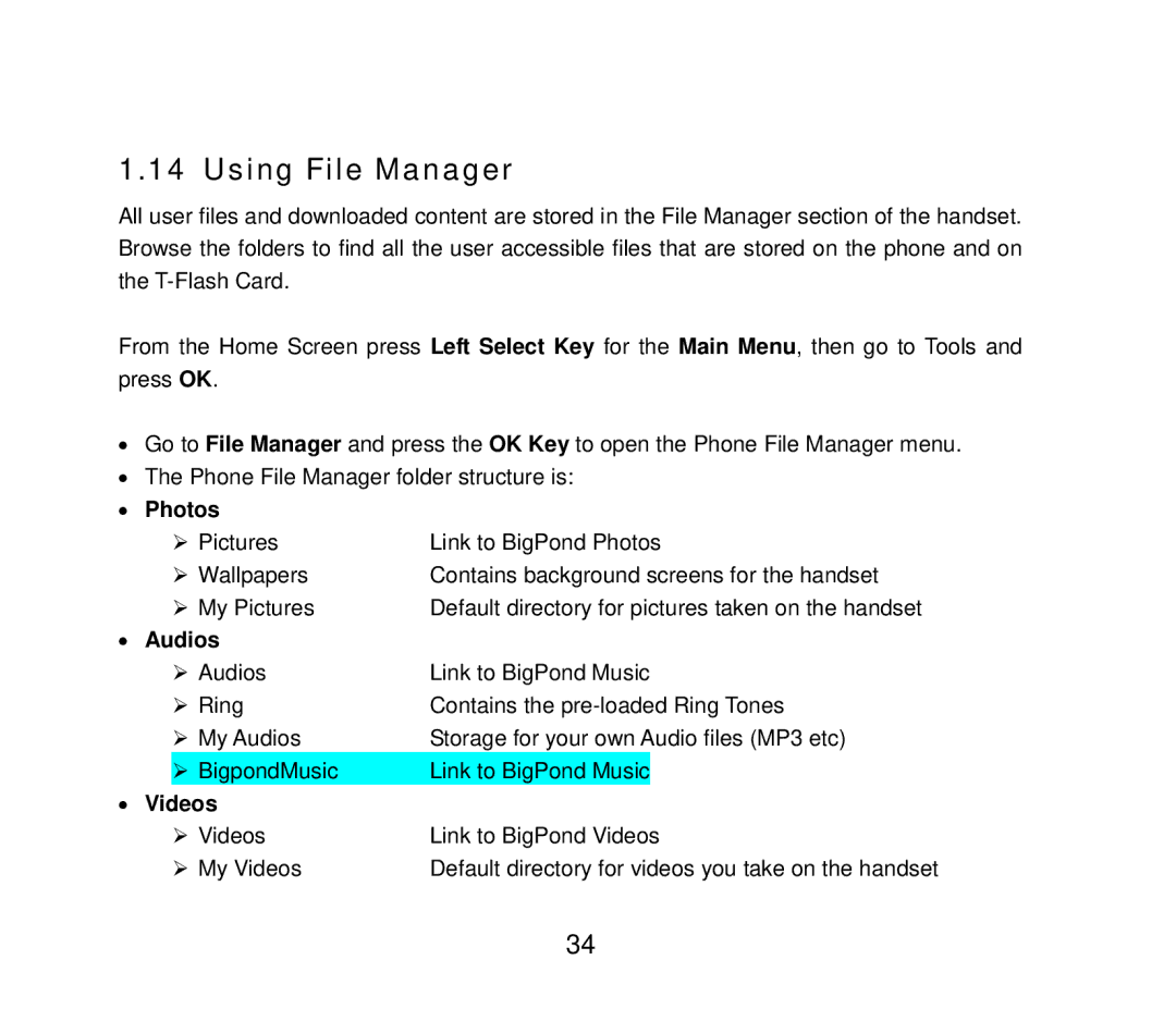 ZTE F858 user manual Using File Manager, Photos, Audios, Videos 