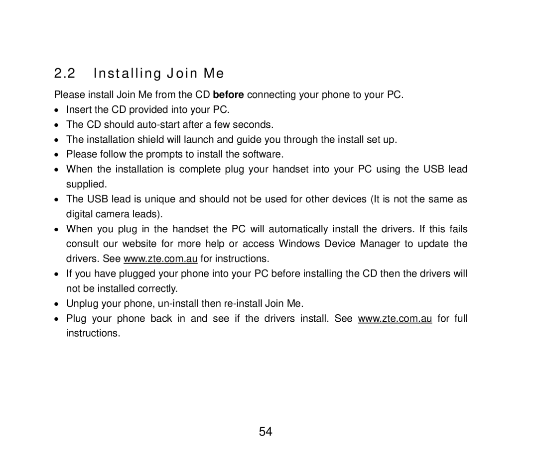 ZTE F858 user manual Installing Join Me 