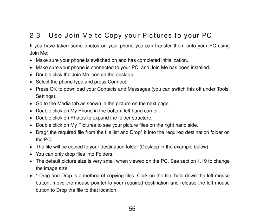 ZTE F858 user manual Use Join Me to Copy your Pictures to your PC 