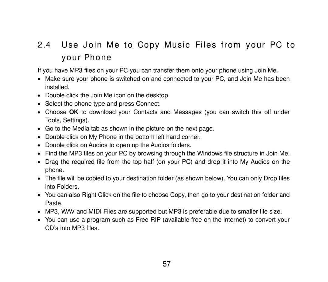 ZTE F858 user manual Use Join Me to Copy Music Files from your PC to Your Phone 