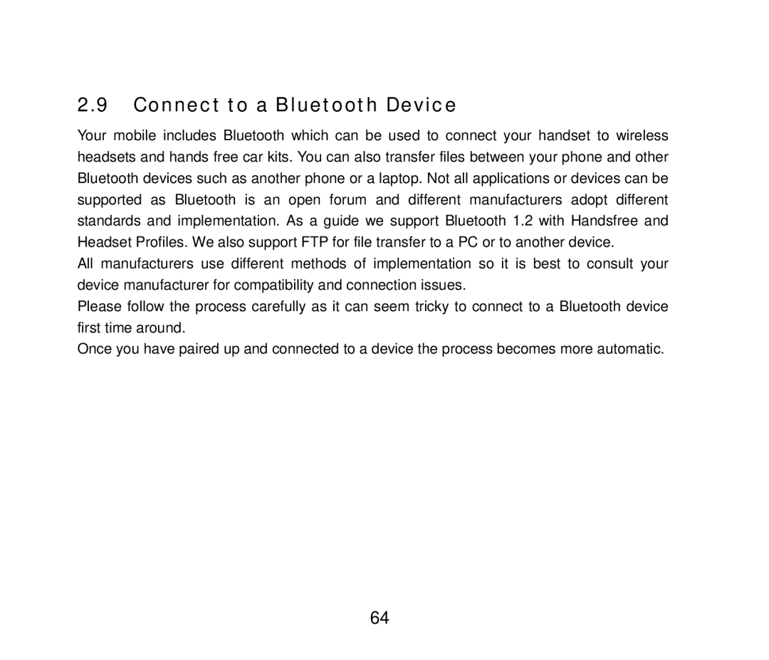 ZTE F858 user manual Connect to a Bluetooth Device 