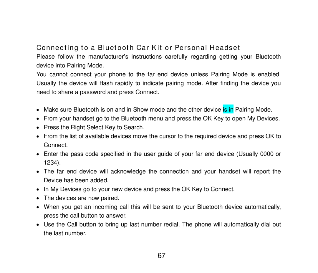 ZTE F858 user manual Connecting to a Bluetooth Car Kit or Personal Headset 