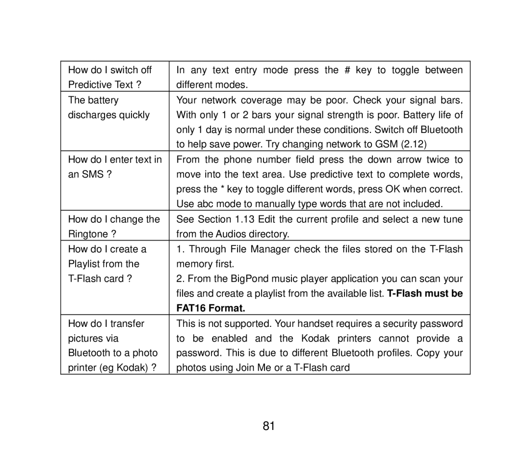 ZTE F858 user manual FAT16 Format 