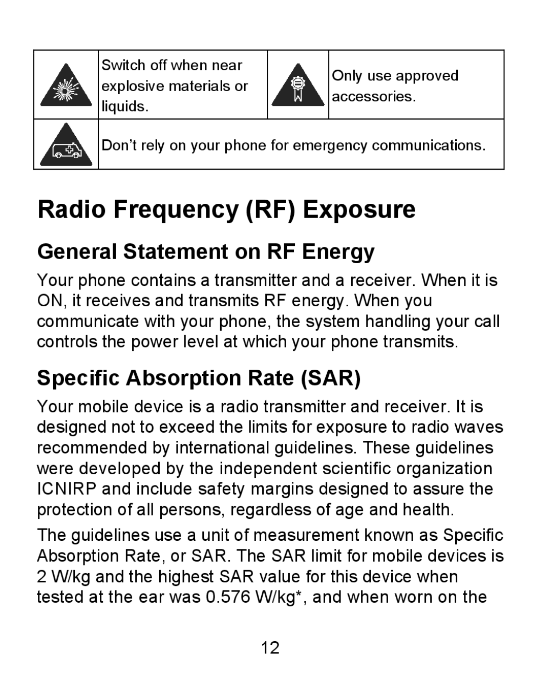 ZTE KIS user manual Radio Frequency RF Exposure, General Statement on RF Energy, Specific Absorption Rate SAR 