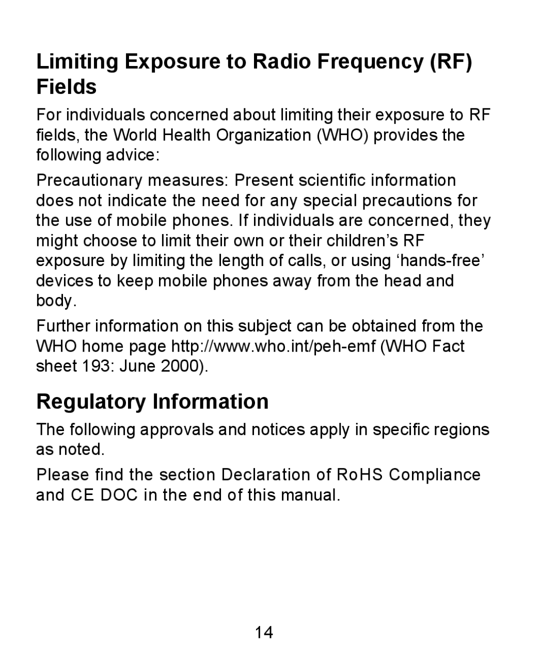 ZTE KIS user manual Limiting Exposure to Radio Frequency RF Fields, Regulatory Information 