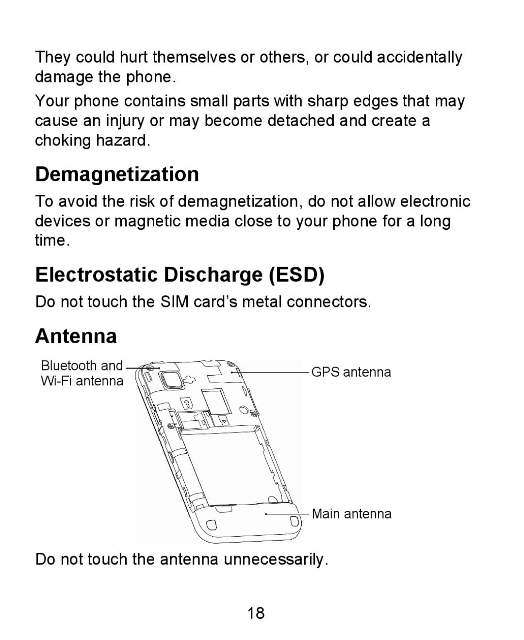 ZTE KIS user manual Demagnetization, Electrostatic Discharge ESD, Antenna 