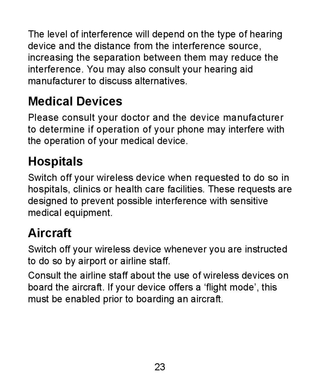 ZTE KIS user manual Medical Devices, Hospitals, Aircraft 