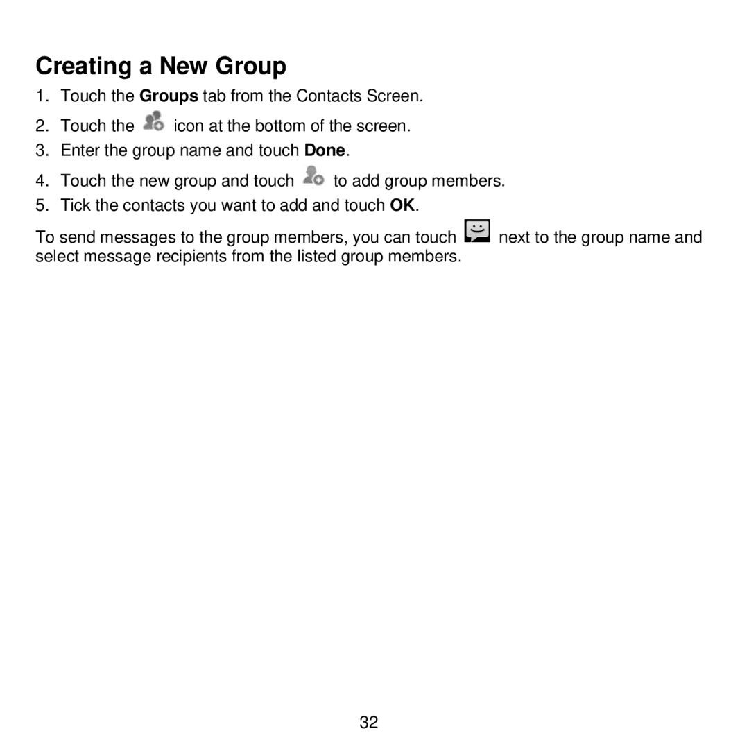 ZTE V768 user manual Creating a New Group 