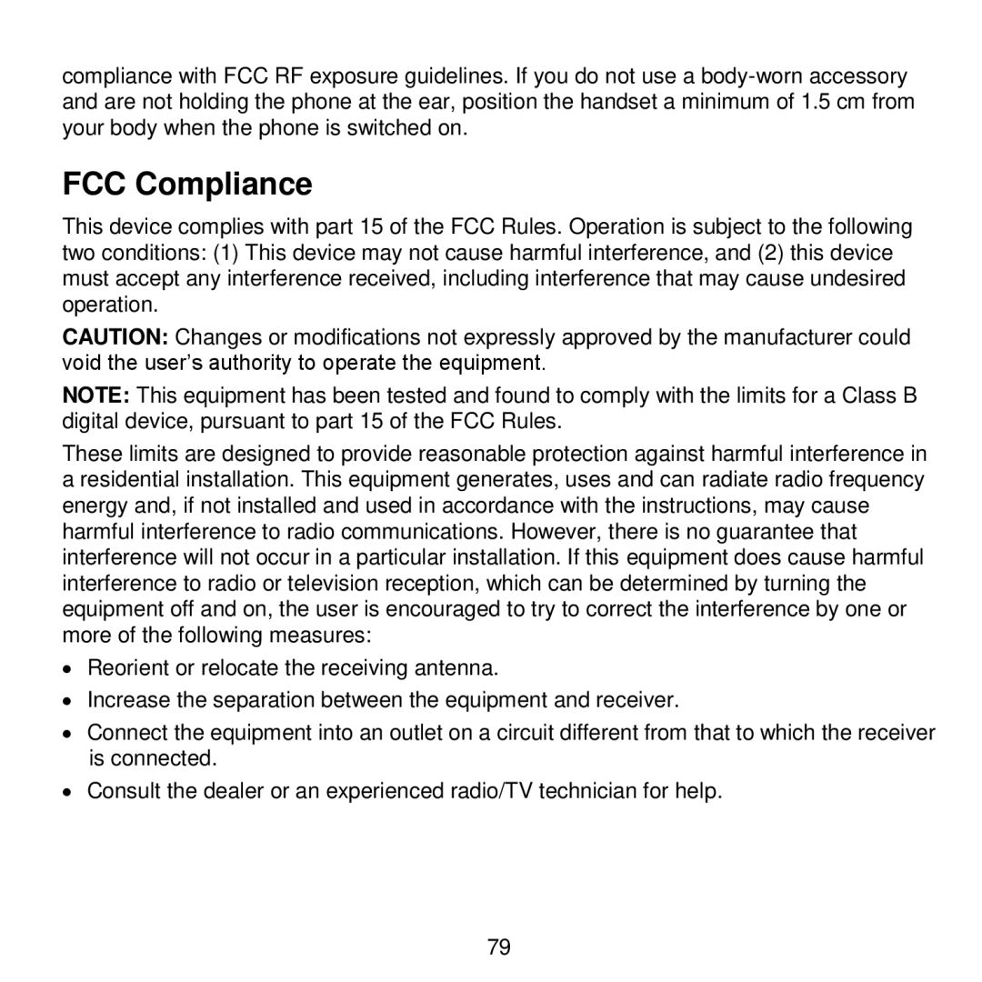 ZTE V768 user manual FCC Compliance 