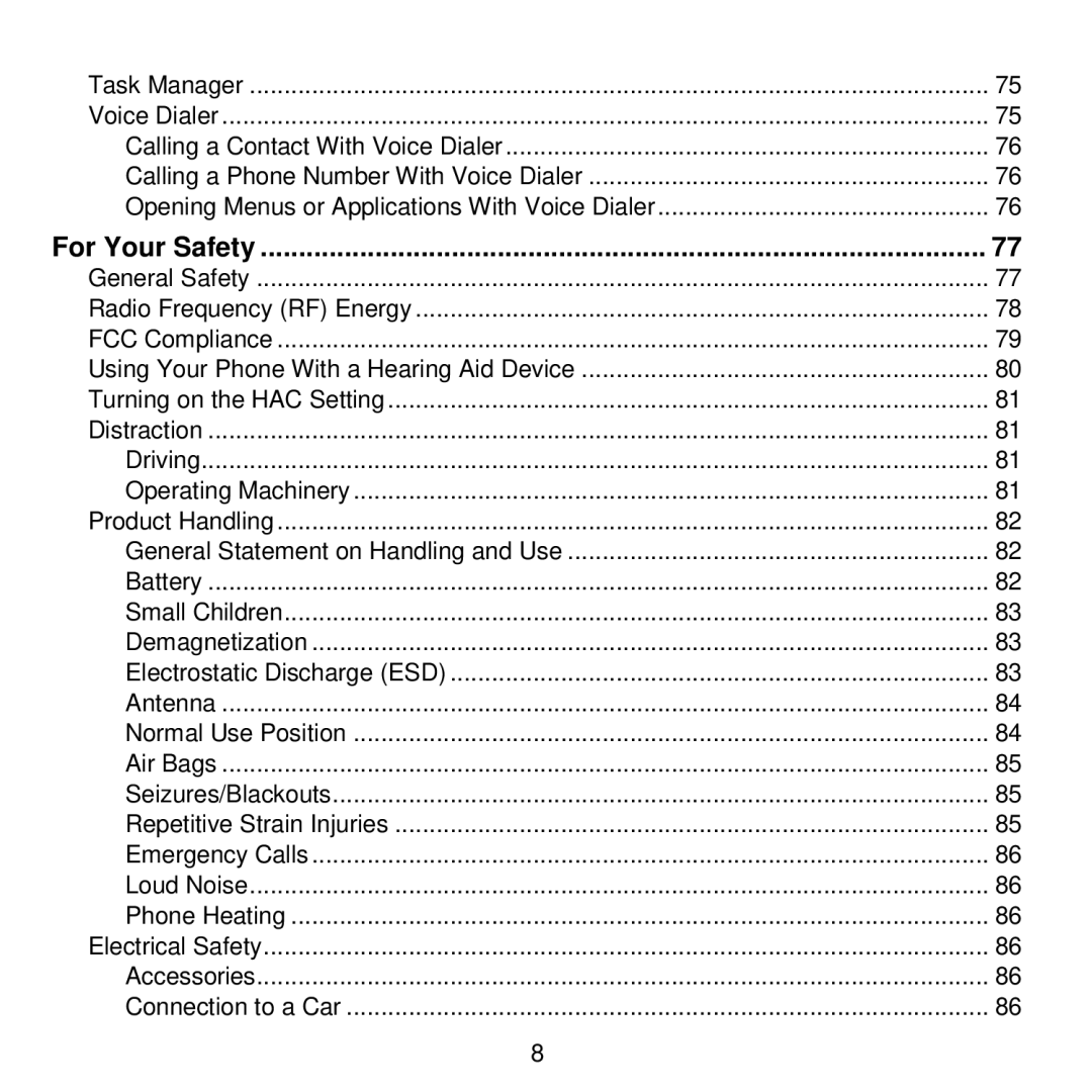 ZTE V768 user manual For Your Safety 