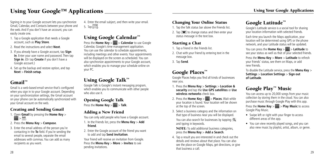 ZTE Z081704100096 user manual Using Your Google Applications 