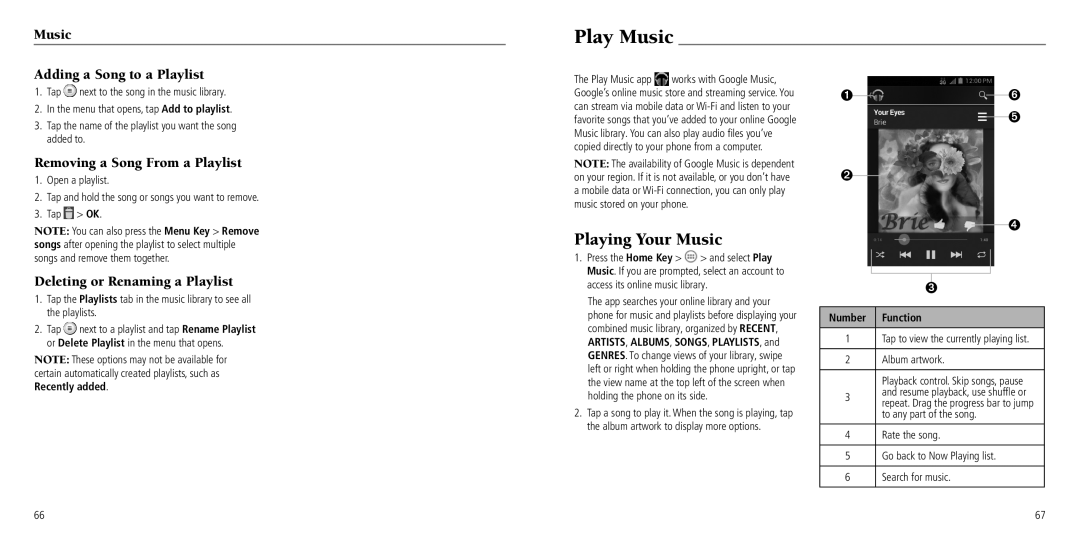 ZTE Z660G user manual Play Music, Playing Your Music, Music Adding a Song to a Playlist, Removing a Song From a Playlist 
