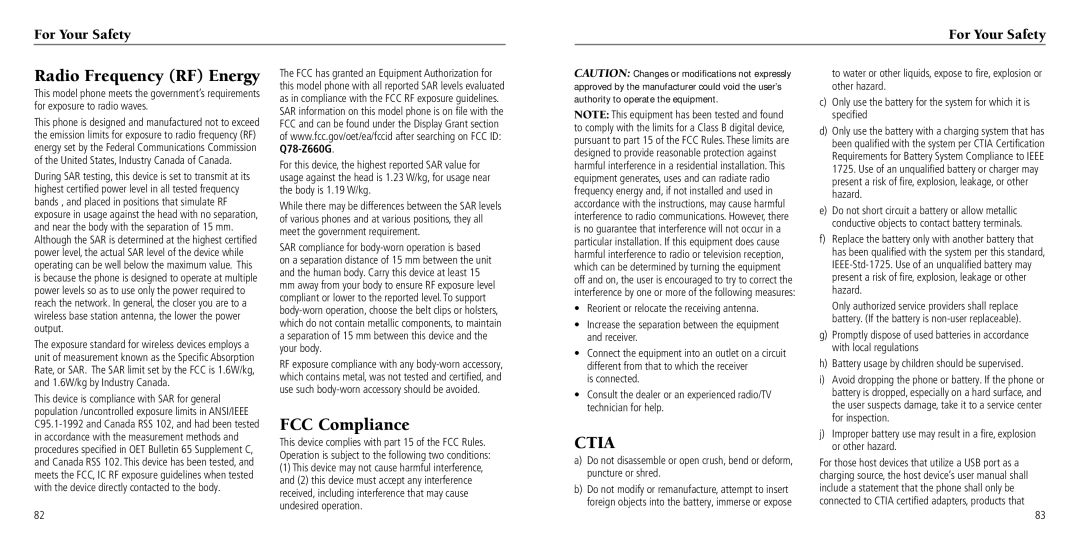 ZTE Z660G user manual Radio Frequency RF Energy, FCC Compliance, For Your Safety 