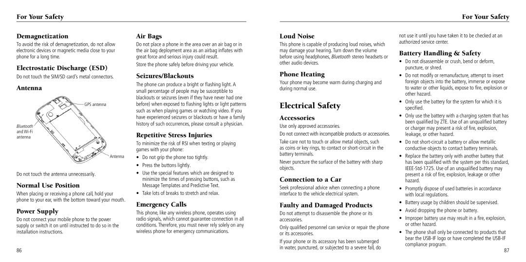 ZTE Z660G user manual Electrical Safety 