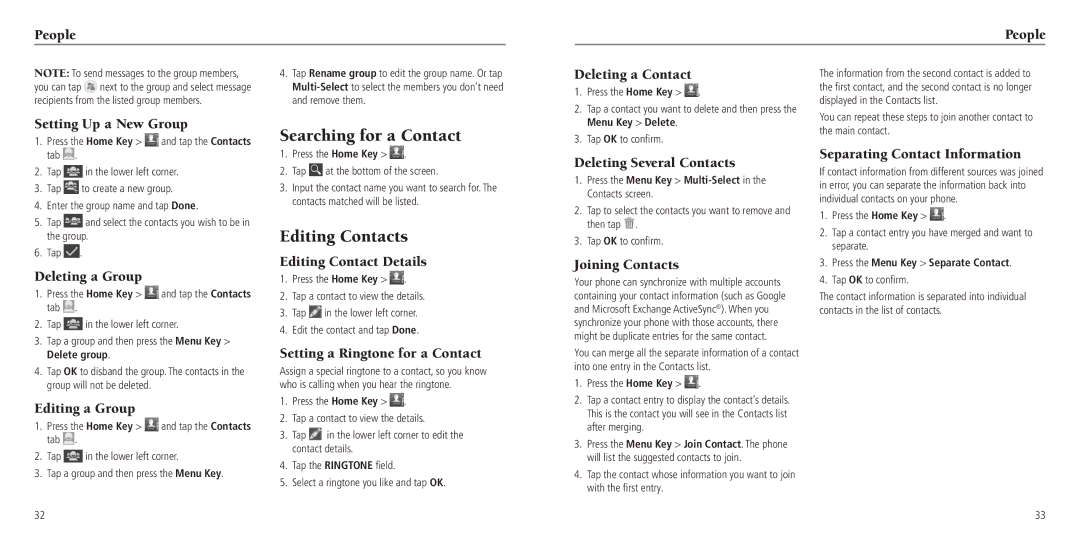 ZTE Z750C user manual Searching for a Contact, Editing Contacts 