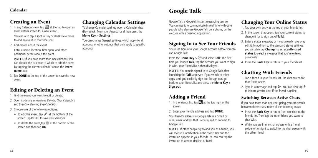 ZTE Z750C user manual Google Talk 