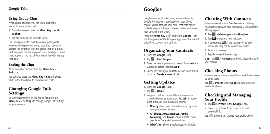 ZTE Z750C user manual Google+ 