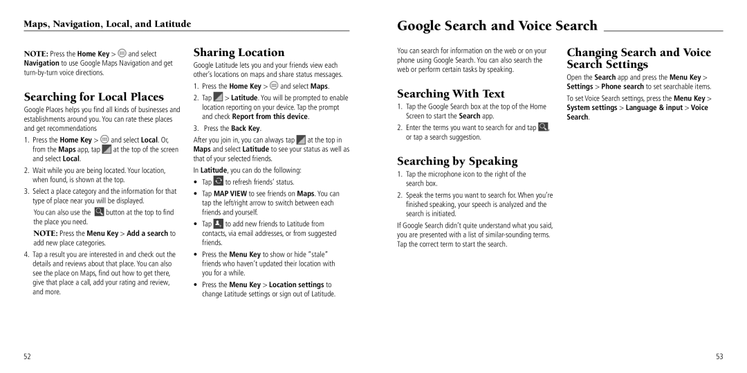 ZTE Z750C user manual Google Search and Voice Search 