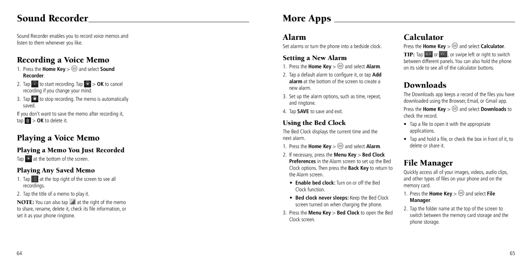 ZTE Z750C user manual Sound Recorder, More Apps 