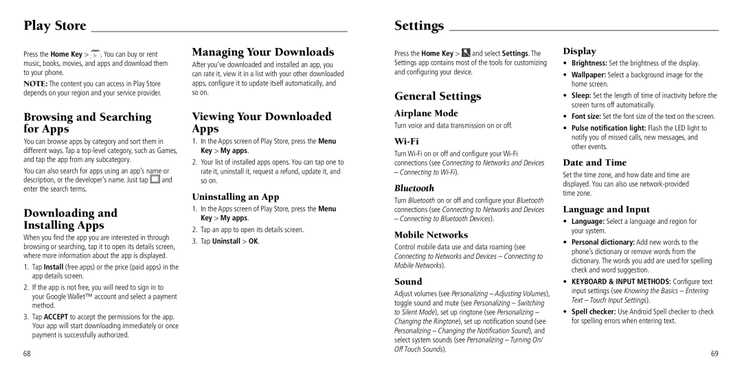 ZTE Z750C user manual Play Store, Settings 