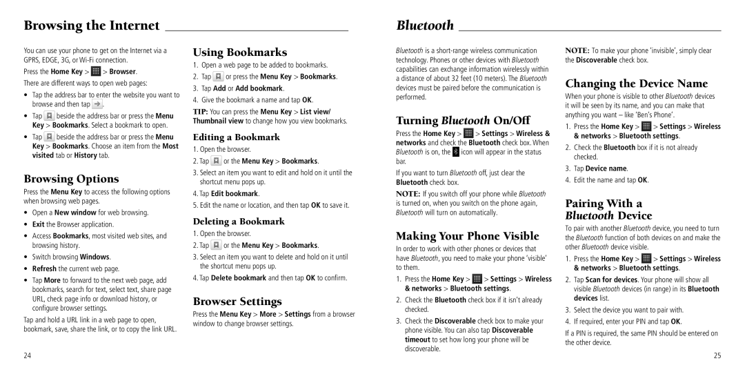 ZTE Z768G user manual Browsing the Internet 