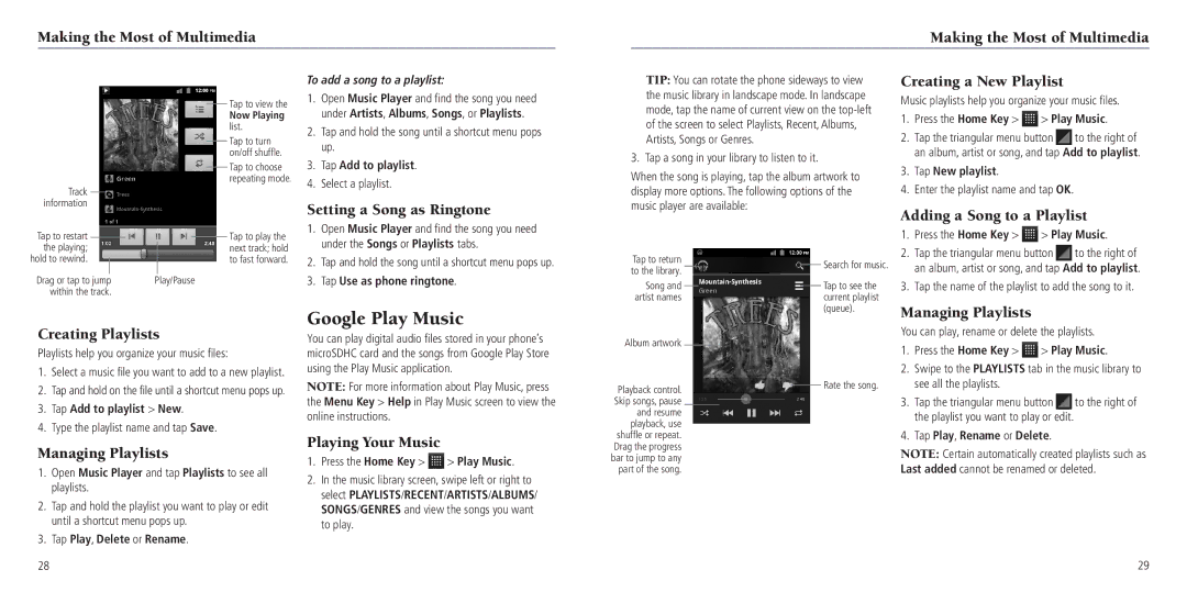 ZTE Z768G user manual Google Play Music 